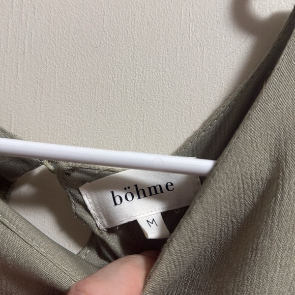 Böhme Sage Green Midi Dress with Lace Sleeves - Size Medium - Picture 3 of 5